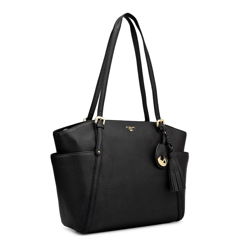 Da Milano Medium Wax Leather Shoulder Bag - Black